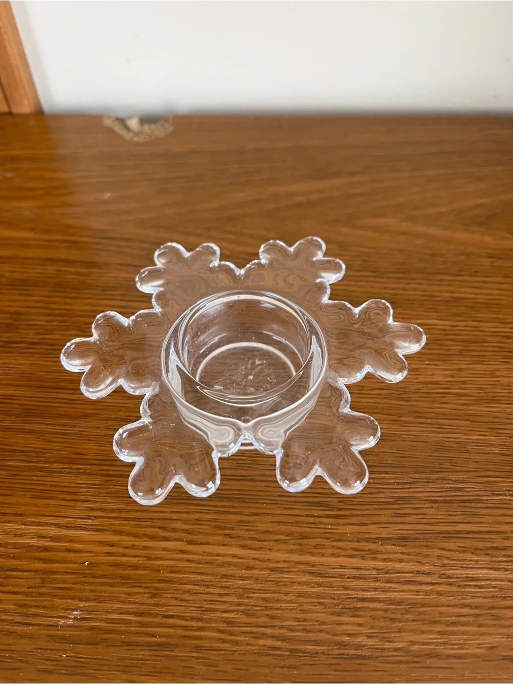 Clear Glass Snowflake Tealight Holder